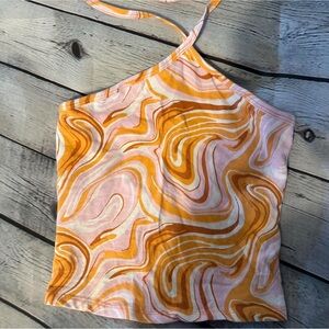 Hollister Asymmetrical Pink and Orange Tank Top